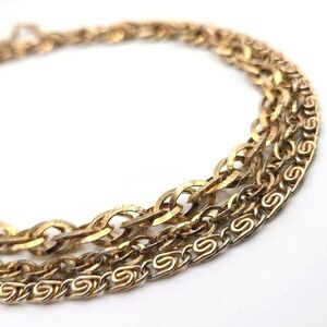 Vintage Heavy 1980s 3-Strand 3-Style Goldtone Chain 24" Necklace